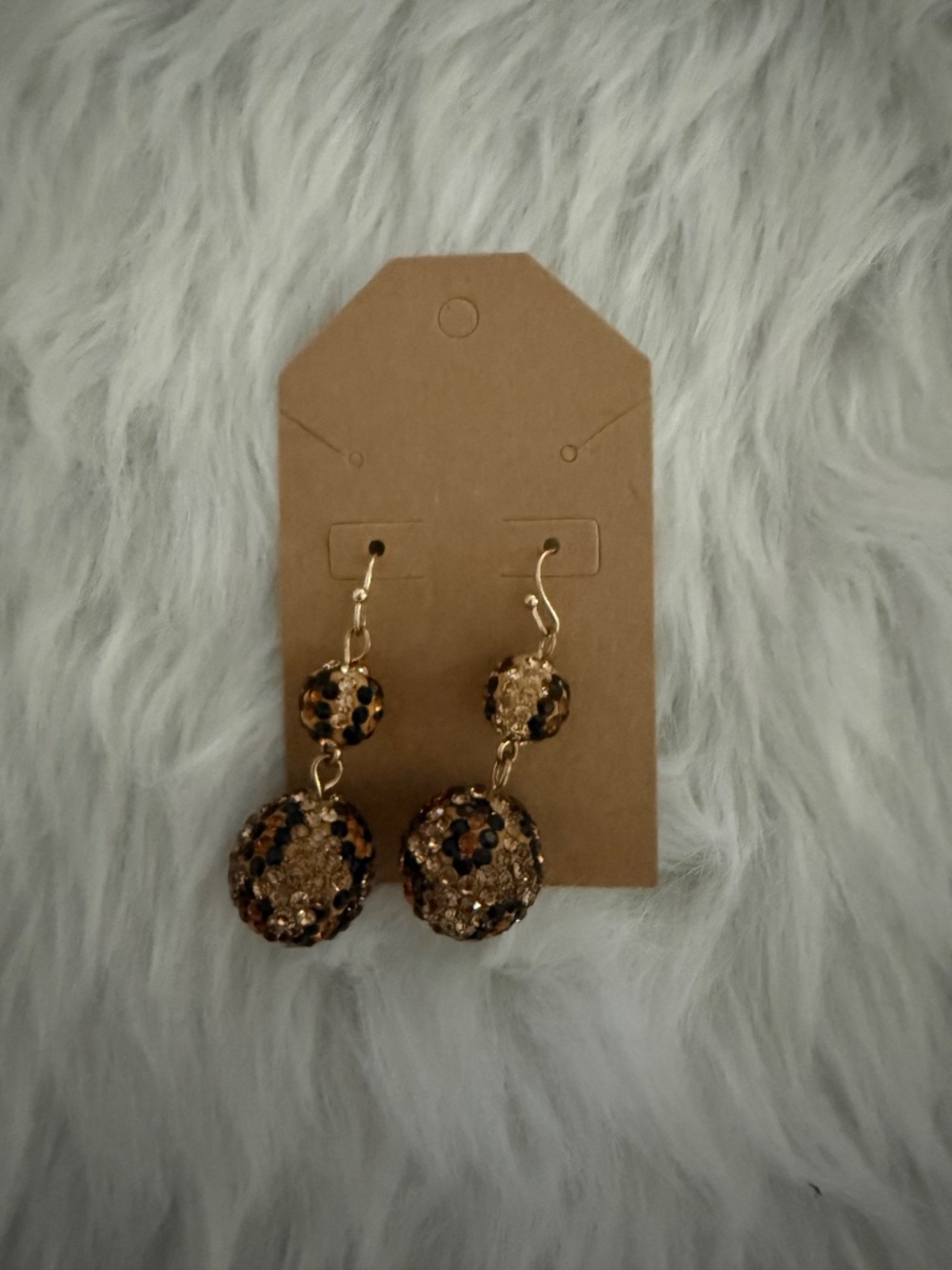 Cracker Barrel Leopard Print Rhinestone Pierced Earrings